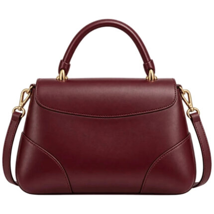 Handwide Burgundy Women’s Satchel Handbag – Elegant Top Handle Faux Leather Bag
