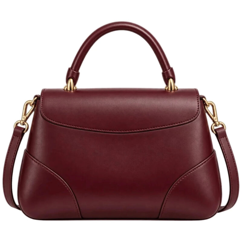 Handwide Burgundy Women’s Satchel Handbag – Elegant Top Handle Faux Leather Bag