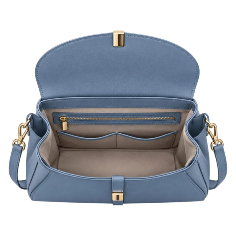 Handwide Dusty Blue Women’s Satchel Handbag – Elegant Structured Faux Leather Bag